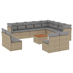 vidaXL Salon de jardin avec coussins 13 pcs beige résine tressée