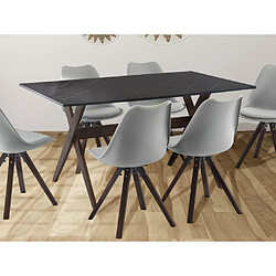 Avis Vente-Unique Table à manger 6 personnes en MDF et hêtre - Anthracite et naturel foncé - SERANI