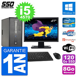 PC Tour HP ProDesk 600 G1 Ecran 27" i5-4570 RAM 8Go SSD 120Go Windows 10 Wifi - Occasion