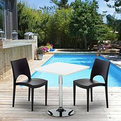 Grand Soleil Table Carrèe Blanc + 2 Chaises Colorées