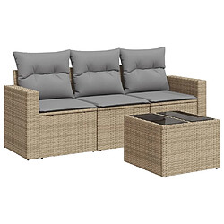 Maison Chic Salon de jardin avec coussins 4 pcs | Ensemble de Table et chaises | Mobilier d'Extérieur beige résine tressée -GKD75725