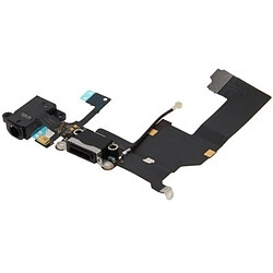 Wewoo Pour iPhone 5 Noir pièce détachée Tail Connecteur Chargeur Câble flexible Flex Cable + Casque Audio Jack Flex