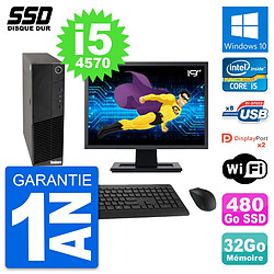 PC Lenovo M83 SFF Ecran 19" Intel i5-4570 RAM 32Go SSD 480Go Windows 10 Wifi