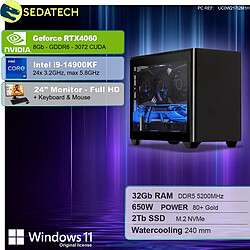 Sedatech Pack Mini-PC Pro • Intel i9-14900KF • RTX4060 • 32Go DDR5 • 2To SSD M.2 • Windows 11 • Moniteur 24"