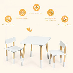 Helloshop26 Ensemble de table et 2 chaises pour enfants de style scandinave en bois table pour chambre d'enfant garderie blanche 20_0002712