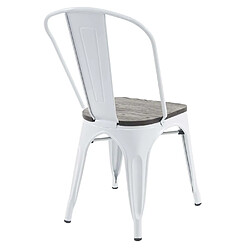 Mendler Chaise HWC-A73, avec siège en bois, chaise de bistro, métal, empilable, style industriel ~ blanc pas cher