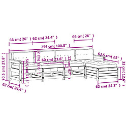 vidaXL Salon de jardin 5 pcs avec coussins Bois de pin massif pas cher