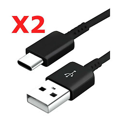 Little Boutik X2 Cable USB Type C Chargeur Noir pour Samsung Galaxy A8 S9 S9Plus Noir X2 Couleur