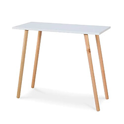 Homestyle4U Console moderne avec plateau blanc et pieds en pin naturel