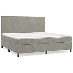 vidaXL Sommier à lattes de lit et matelas Gris clair 200x200cm Velours