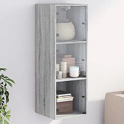 vidaXL Armoire murale avec portes en verre sonoma gris 35x37x100 cm