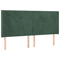 Maison Chic Tête de lit scandinave avec oreilles,meuble de chambre Vert foncé 203x16x118/128 cm Velours -MN20953