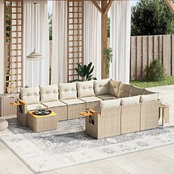 Maison Chic Salon de jardin 11 pcs avec coussins, Ensemble Tables et chaises d'extérieur beige résine tressée -GKD278695