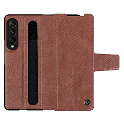 Coque en TPU + PU NILLKIN avec support et porte-stylo marron pour votre Samsung Galaxy Z Fold3 5G