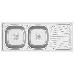 vidaXL Évier de cuisine à double évier argenté 1200x500x155 mm inox