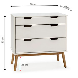 Acheter Vs Venta-Stock Commode Baku 3 tiroirs couleur blanc, 80 cm longueur