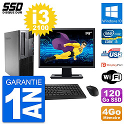 PC Lenovo M82 SFF Ecran 19" Intel Core i3-2100 RAM 4Go SSD 120Go Windows 10 Wifi - Occasion