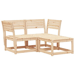 vidaXL Salon de jardin 3 pcs bois de pin massif