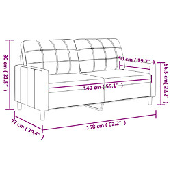 vidaXL Canapé à 2 places Marron 140 cm Tissu pas cher