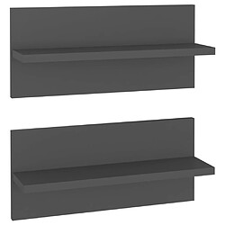 vidaXL Étagères murales 2 pcs gris 40x11,5x18 cm bois d'ingénierie