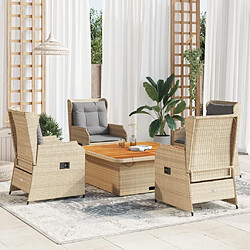 vidaXL Salon de jardin avec coussins 5 pcs beige résine tressée 