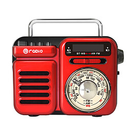 General Mini haut-parleur Bluetooth, bouton en métal avec lanière, radio vintage avec style classique à l'ancienne, haut-parleur portable sans fil, taille mini, volume fort, pour voyage en plein air (rouge) 