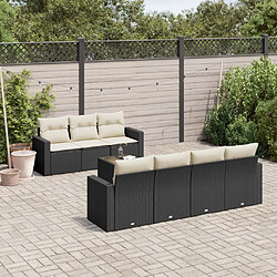 vidaXL Salon de jardin 8 pcs avec coussins noir résine tressée