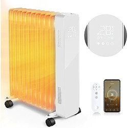 Vendos85 Radiateur à Bain d'huile avec application wifi. écran tactile LED et télécommande 2500W blanc