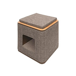 VESPER Meuble a griffer et cachette en MDF - Gris pierre - Pour chat 42.5x47.5x42.5cm