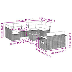 Acheter vidaXL Salon de jardin avec coussins 10 pcs gris résine tressée