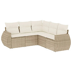 vidaXL Salon de jardin avec coussins 5 pcs beige résine tressée