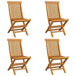 Avis Maison Chic Lot de 4 Chaises de jardin,Fauteuil d'extérieur avec coussins blanc crème Teck massif -MN78603