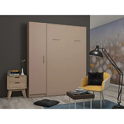 Inside 75 Composition armoire lit escamotable SMART-V2 Taupe mat Couchage 160 x 200 cm colonne armoire