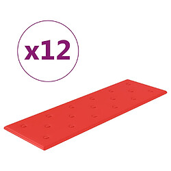 vidaXL Panneaux muraux 12 pcs Rouge 90x30 cm Similicuir 3,24 m²