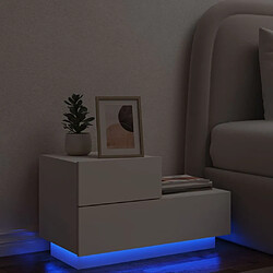 Maison Chic Table de chevet - Table de Nuit avec lumières LED blanc 70x36x40,5 cm