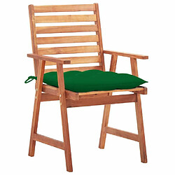 Maison Chic Lot de 3 Chaises à dîner de jardin avec coussins,Fauteuil/Chaises à manger d'extérieur Acacia massif -MN32466