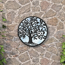 vidaXL Miroir de jardin Noir 40x2,5 cm Fer Rond utilisation extérieure