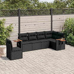 vidaXL Salon de jardin 6 pcs avec coussins noir résine tressée