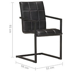 vidaXL Chaises à manger cantilever lot de 2 noir cuir véritable pas cher