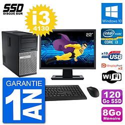 PC Tour Dell 9020 Ecran 22" Intel Core i3-4130 RAM 8Go SSD 120Go Windows 10 Wifi · Occasion 