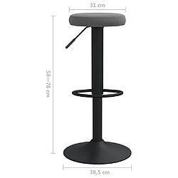 vidaXL Tabourets de bar lot de 2 gris foncé velours pas cher