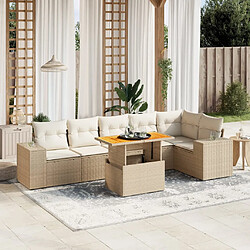 vidaXL Salon de jardin avec coussins 7 pcs beige résine tressée 