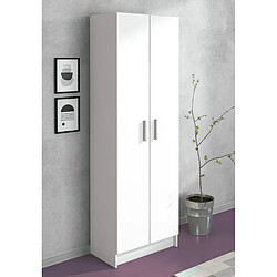 Pegane Armoire polyvalente 2 portes coloris blanc - Longueur 60 x profondeur 34,40 x hauteur 180 cm