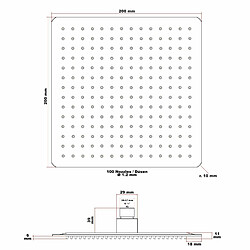 Avis Helloshop26 Pommeau de douche carré pomme jet de pluie tête douche 20 x 20cm acier inoxydable 16_0000625