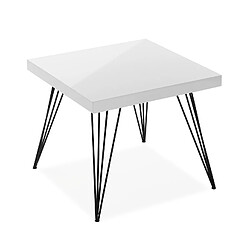 Versa Table d'appoint pour le salon, la chambre ou la cuisine Denver 50x50x43cm,bois et métal, Blanc