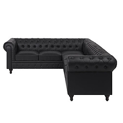 Acheter Beliani Canapé d'angle droit 6 places en cuir PU noir CHESTERFIELD