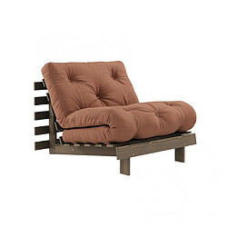 Inside 75 Fauteuil convertible futon ROOTS pin carob brown matelas clay brown couchage 90 x 200 cm 