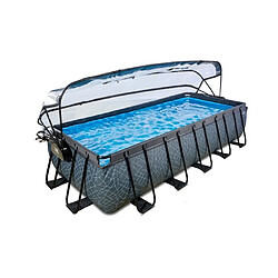 EXIT Piscine 540x250x100cm filtre a sable 12v Stone Grise avec Boitier avec Pompe a Chaleur