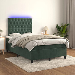 vidaXL Sommier à lattes de lit matelas et LED Vert foncé 120x200 cm 