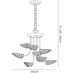 Avis Luminaire Center Suspension Ashton 8 Ampoules laiton antique/cristal